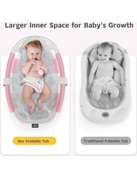 Bañera Plegable para Bebés Himold Rosa 0-36 Meses con Termómetro