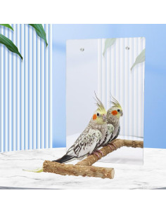 Juguete de Espejo Grande para Aves Oooct 30x20cm con Campana 2