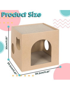 Casa de Cartón para Gatos PowerKing 2 Pisos con Rascador 2