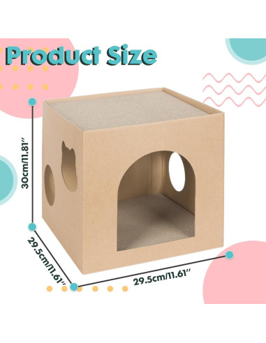 Casa de Cartón para Gatos PowerKing 2 Pisos con Rascador