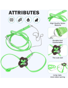 Arnés Ajustable para Hámster y Conejo HOKABLE Verde 120 cm 2