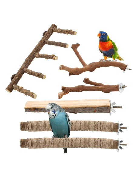 Escalera y Perchas para Aves Mzario - Madera Natural 31x10x13 cm