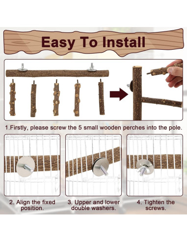 Escalera y Perchas para Aves Mzario - Madera Natural 31x10x13 cm