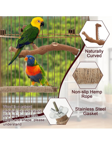 Escalera y Perchas para Aves Mzario - Madera Natural 31x10x13 cm