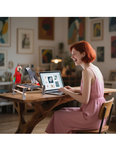 Perch de Entrenamiento para Aves Grandes Halinfer - Escalera de Metal y Madera