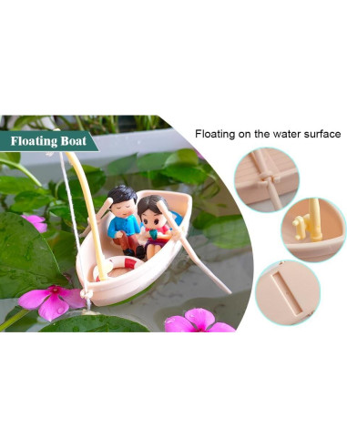 Decoración de Acuario Cyrading Barco Flotante 15x10 cm