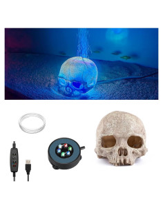 Luz LED USB Acuario Carefree Fish con Calavera y Piedra de Aire