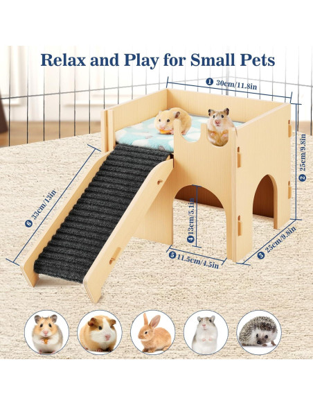 Casa para Cobayas y Hámsters Pawaboo, Madera 30x25x25cm