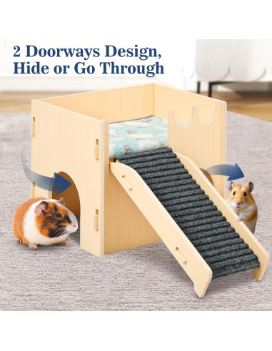 Casa para Cobayas y Hámsters Pawaboo, Madera 30x25x25cm