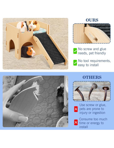 Casa para Cobayas y Hámsters Pawaboo, Madera 30x25x25cm