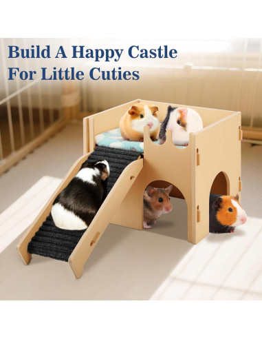 Casa para Cobayas y Hámsters Pawaboo, Madera 30x25x25cm