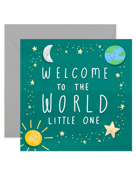 Tarjeta de Bienvenida para Bebé Old English 150x150mm