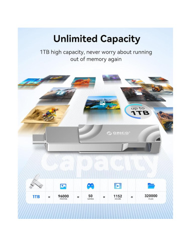 ORICO A10 1TB Disco Duro Sólido Externo USB-C y A