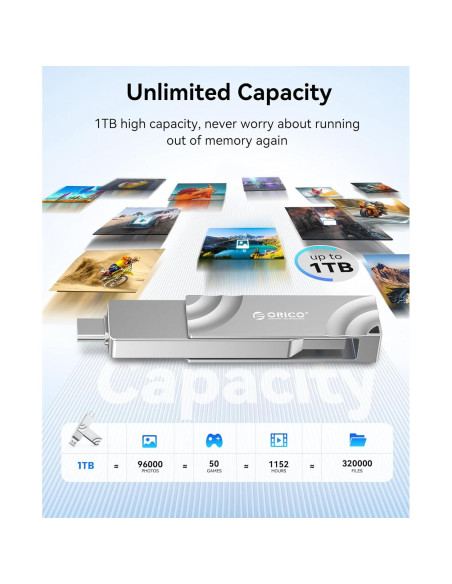 ORICO A10 1TB Disco Duro Sólido Externo USB-C y A