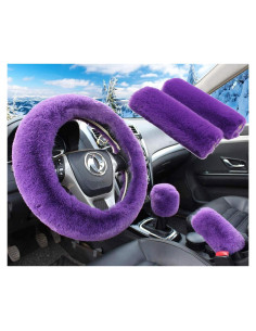 Set Funda de Volante Pinbola 5 Piezas Lana Sintética 36-38cm Púrpura