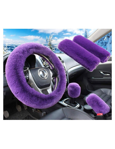 Set Funda de Volante Pinbola 5 Piezas Lana Sintética 36-38cm Púrpura