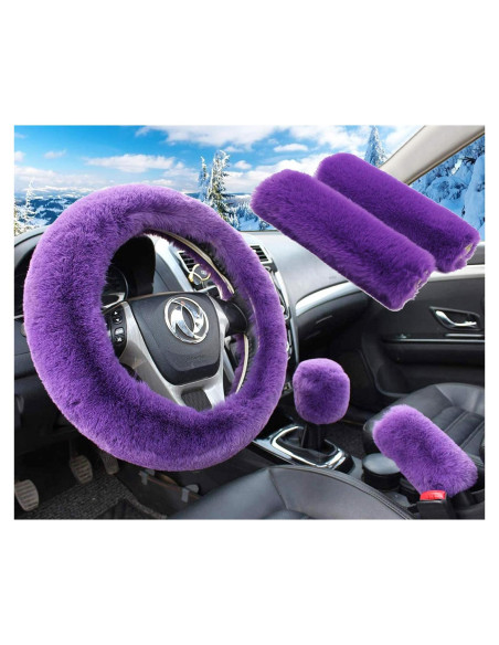 Set Funda de Volante Pinbola 5 Piezas Lana Sintética 36-38cm Púrpura