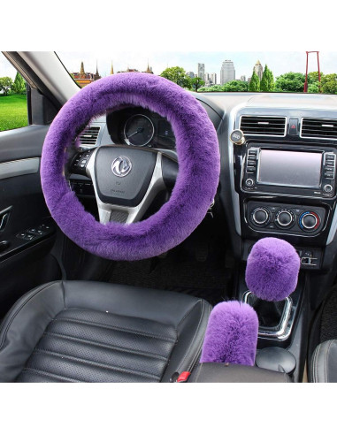 Set Funda de Volante Pinbola 5 Piezas Lana Sintética 36-38cm Púrpura