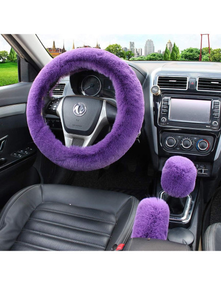 Set Funda de Volante Pinbola 5 Piezas Lana Sintética 36-38cm Púrpura