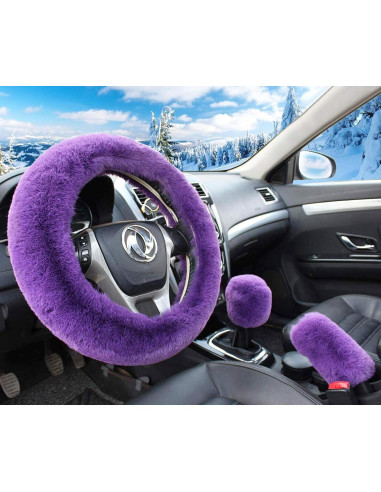 Set Funda de Volante Pinbola 5 Piezas Lana Sintética 36-38cm Púrpura