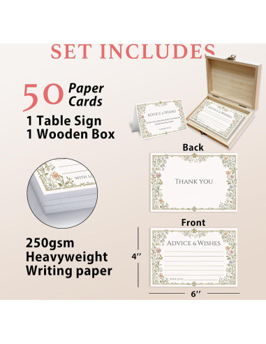Caja de Tarjetas de Consejos y Deseos BHTPNG - 50 Pcs