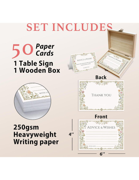 Caja de Tarjetas de Consejos y Deseos BHTPNG - 50 Pcs