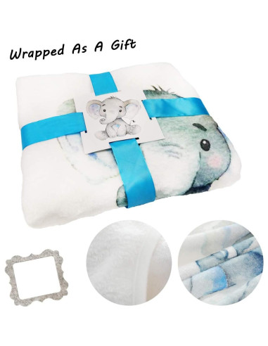 Manta de Hitos Mensuales Besbaby Elefante Azul 119x102cm