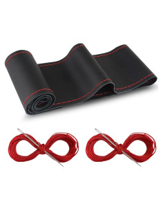 Cubierta de Volante de Cuero Genuino GLSOWEE 15 Pulgadas