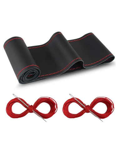 Cubierta de Volante de Cuero Genuino GLSOWEE 15 Pulgadas