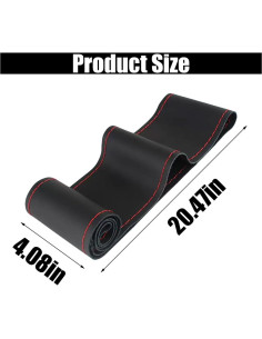 Cubierta de Volante de Cuero Genuino GLSOWEE 15 Pulgadas 2