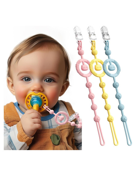 Clip de Chupete Neepanda - Silicona Segura, Paquete de 3