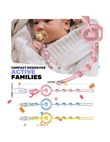 Clip de Chupete Neepanda - Silicona Segura, Paquete de 3