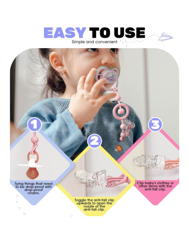 Clip de Chupete Neepanda - Silicona Segura, Paquete de 3