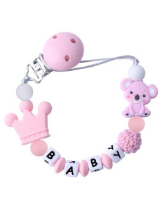 Clip de Chupete Rosa Koala Hecho a Mano para Recién Nacido