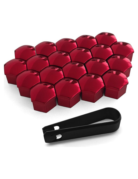 20 Cubiertas de Tuercas de Llantas Rebvugr 21mm Rojo