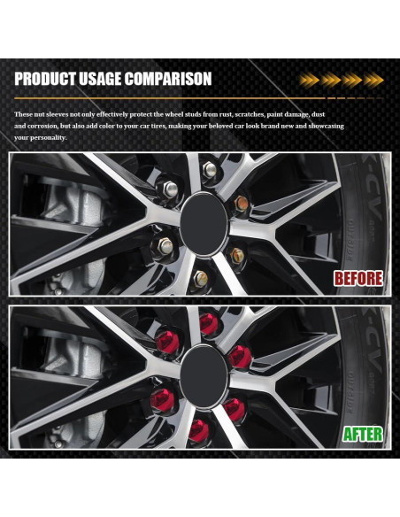 20 Cubiertas de Tuercas de Llantas Rebvugr 21mm Rojo