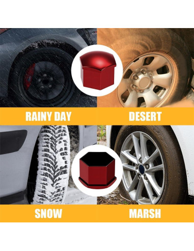 20 Cubiertas de Tuercas de Llantas Rebvugr 21mm Rojo