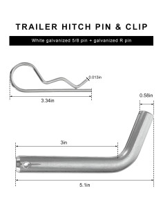 Pasador y Clip de Enganche de Remolque MUQIDA 1.59 cm Zinc 2