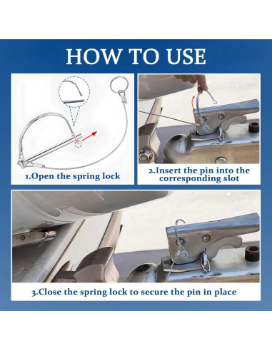 2 Pasadores de Bloqueo BADAO para Remolque 6.3mm x 80mm