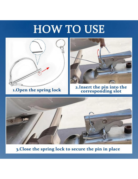2 Pasadores de Bloqueo BADAO para Remolque 6.3mm x 80mm