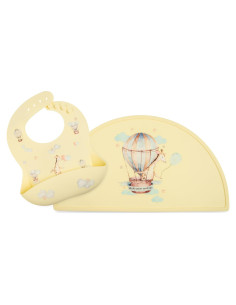 Babero y Tapete de Silicona Mamabear | Ajustable, Impermeable, Libre de BPA