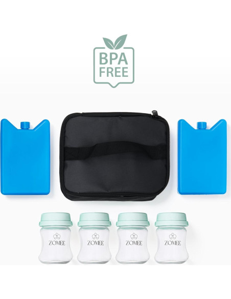 Bolsa Térmica Zomee para Leche Materna con 4 Biberones y Hielo