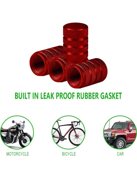 Tapas de Válvula de Neumático FALVFUN 12PCS Aluminio Rojo