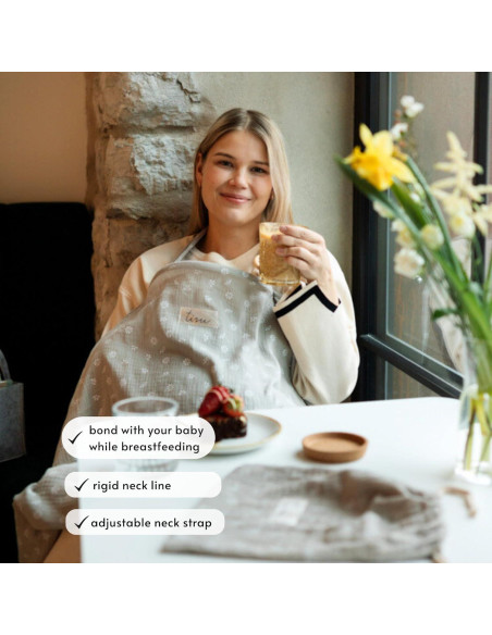 Cubierta de Lactancia TISU Margarita Beige - Muselina Algodón