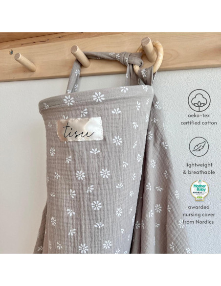 Cubierta de Lactancia TISU Margarita Beige - Muselina Algodón