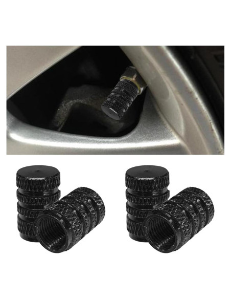 4 Tapones de Válvula de Neumático LHDOS - Aluminio Negro