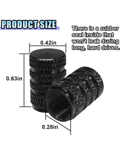 4 Tapones de Válvula de Neumático LHDOS - Aluminio Negro 2