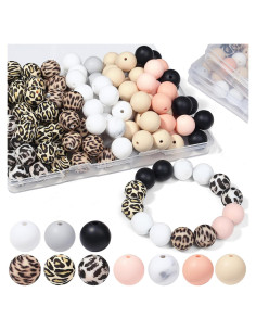 Perlas de Silicona 15mm NUKAYAI 70Pcs Leopardo Clásico