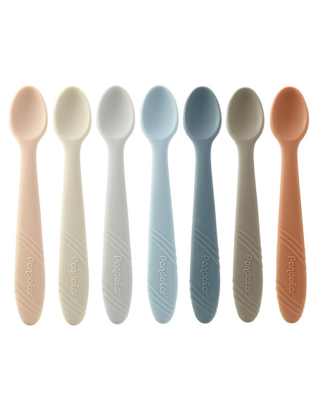 Cucharas de Silicona para Bebés PandaEar - Pack de 7 Utensilios