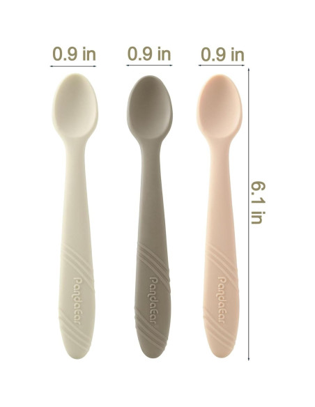 Cucharas de Silicona para Bebés PandaEar - Pack de 7 Utensilios